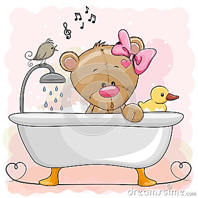 Bear in the bathroom Vector Illustration