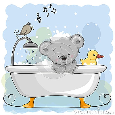 Bear in the bathroom Vector Illustration