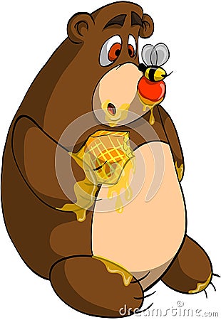 Bear and Bee Vector Illustration