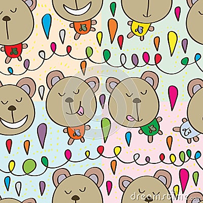 Bear brown seamless pattern Vector Illustration