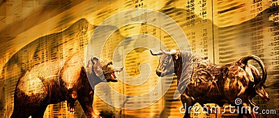 Bear and bull stock market Stock Photo