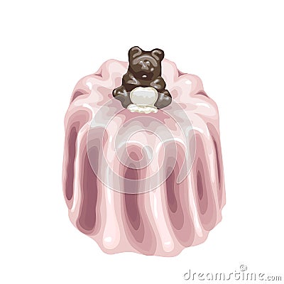 Bear cake pink bright delicious vector Vector Illustration