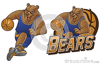 Bear cartoon basketball mascot Vector Illustration