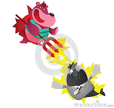 bear cartoon devil casting super powers. Vector illustration decorative design Vector Illustration