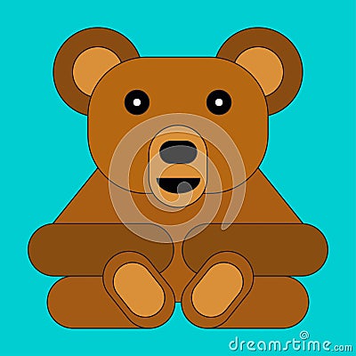 Bear in cartoon flat style Cartoon Illustration