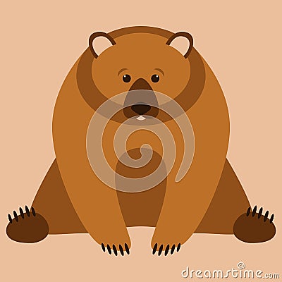 Bear cartoon vector illustration flat style front Vector Illustration