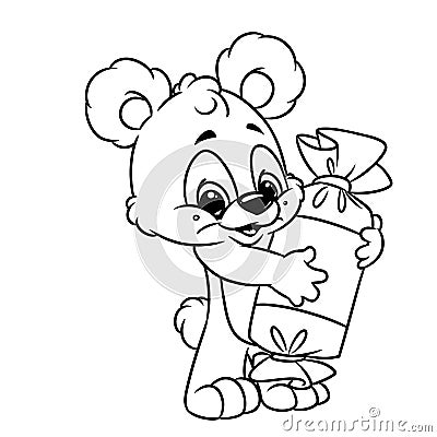 Bear cheerful candy coloring page cartoon Stock Photo