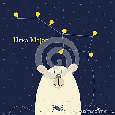 Bear connecting electrical plug constellation Ursa Major Vector Illustration