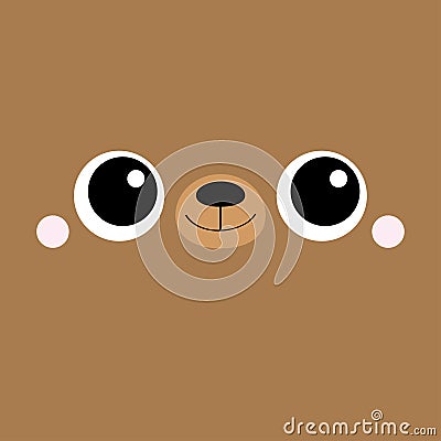 Bear cub square face head icon. Cartoon funny baby character. Cute kawaii animal portrait. Kids print for poster, t-shirt cloth. Vector Illustration