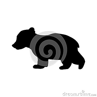 Bear cub wild black silhouette animal Vector Illustration