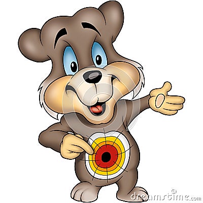 Bear with Dartboard Cartoon Illustration