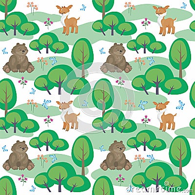 Bear and deer pattern Vector Illustration