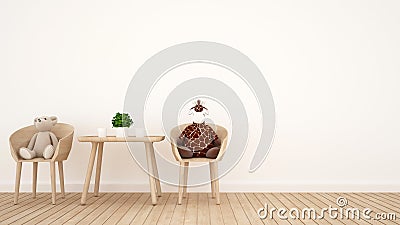 bear doll and giraffe doll on dining room or kid room - 3D Rendering Stock Photo