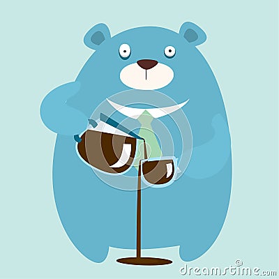 Bear drink too much coffee Vector Illustration