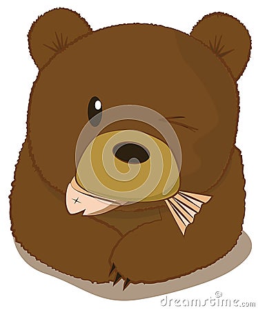 Bear eating fish Vector Illustration