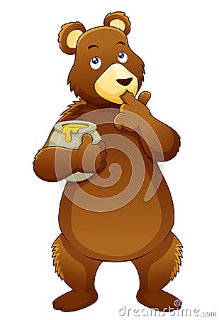 Bear eating honey Vector Illustration