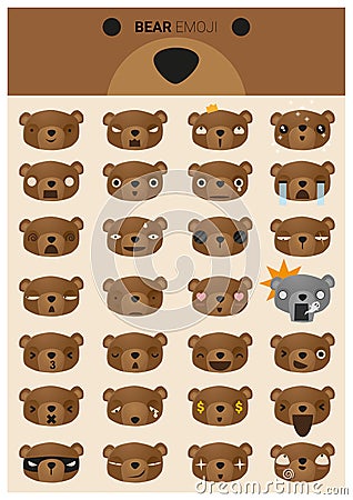 Bear emoji icons Vector Illustration