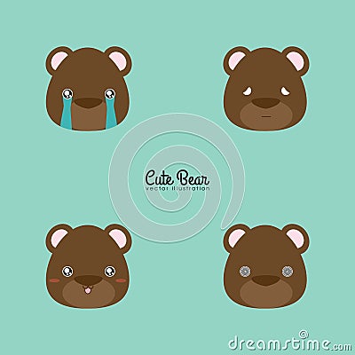 Bear face expression Vector Illustration