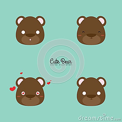 Bear face expression Vector Illustration