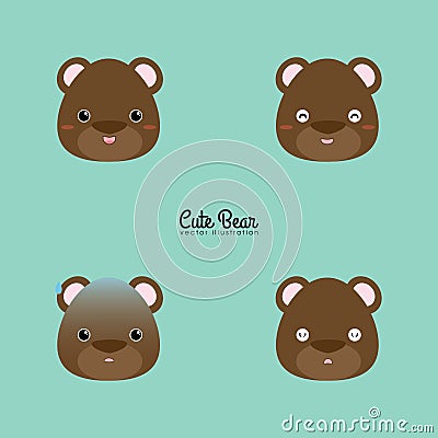 Bear face expression Vector Illustration