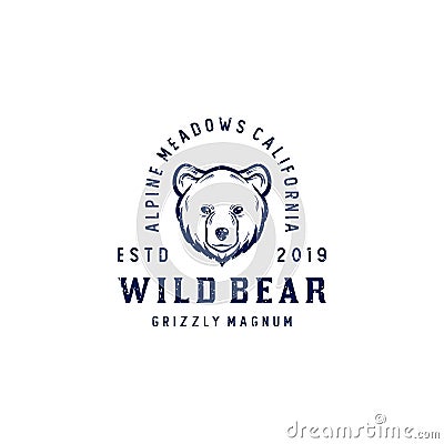 Bear face logo design. vintage logo design with bear face vector illustration Vector Illustration