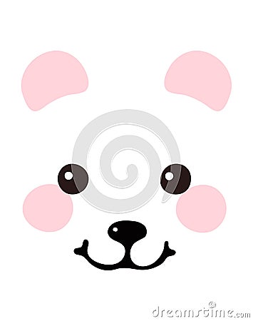 Bear face, simple flat elements for design, ears, nose, eyes. Vector illustration isolated on a white background Cartoon Illustration