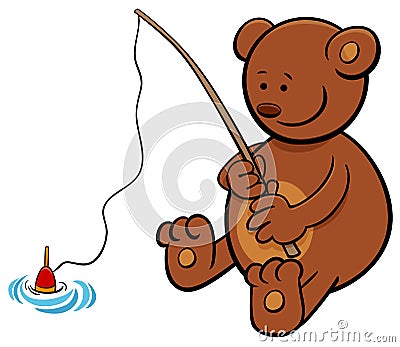 Bear on fishing cartoon illustration Vector Illustration