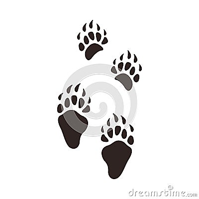 Bear Footprints, Animal Paw Silhouette Flat Vector Illustration Vector Illustration