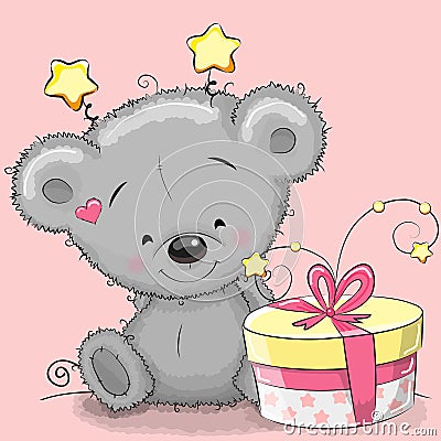 Bear with gift Vector Illustration