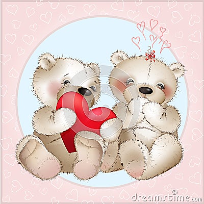 Bear gives his heart Vector Illustration