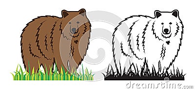 Bear on the grass Vector Illustration