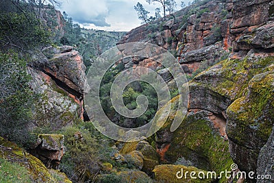 Bear Gulch Cave Trail in Pinnacles National Park Stock Photo