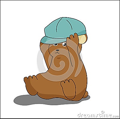 Bear with hat cartoon Vector Illustration