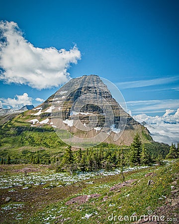 A peace of mountain heaven growing out of hidden lake Stock Photo