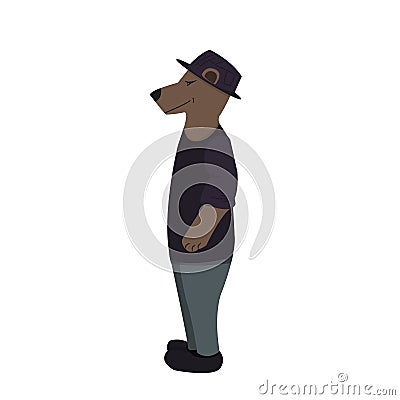 Bear in a hat and suit Vector Illustration