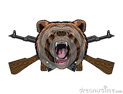 bear head and ak47 vector illustration Vector Illustration