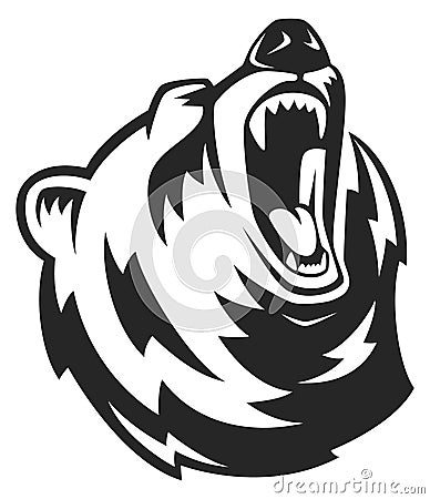 Bear head logo. Agressive animal black icon Vector Illustration