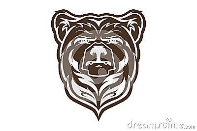 Bear Head Mascot, vector bear logo, Hand drawn maori tattoo style, for emblem, illustration poster, icon, label, logotype, sticker Cartoon Illustration