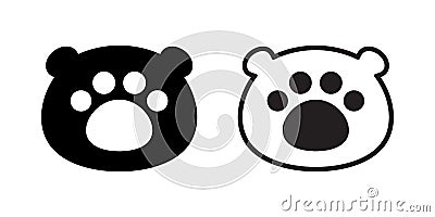 Bear head polar bear paw vector footprint icon teddy cartoon character symbol illustration design Vector Illustration