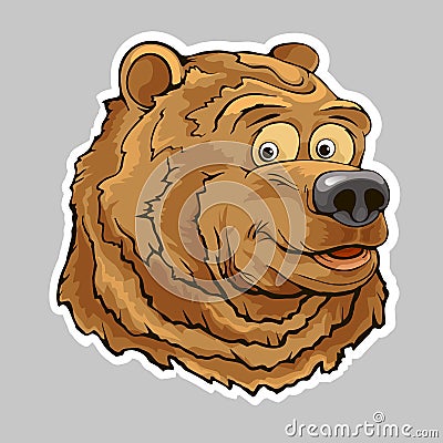 Bear head sticker Vector Illustration