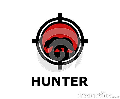 Bear hunter logo Vector Illustration