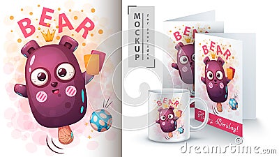Bear ice cream - mockup for your idea Vector Illustration
