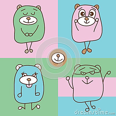 Bear line simply tshirt Vector Illustration