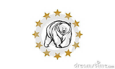 Bear Logo Cartoon Illustration