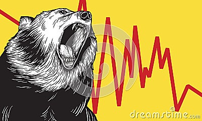 Bear Market Icon Symbol Concept Stock Photo