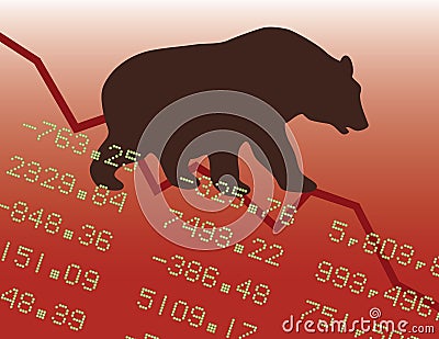 Bear Market in the Red Vector Illustration