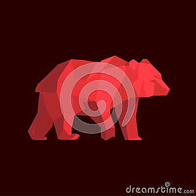 Bear market sign. Bear run. Bearish symbol. Stocks or cryptocurrency downtrend. Financial crash. Vector Illustration