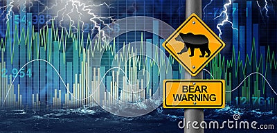 Bear Market Warning Cartoon Illustration