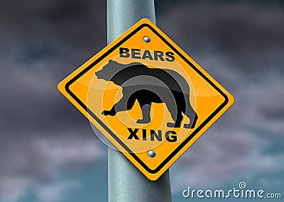 Bear Market Warning sign Stock Photo