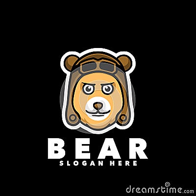 Bear pilot head cartoon logo b Vector Illustration